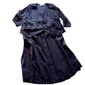 Mercia & Me & Co Women 1X Black 2 Piece Skirt Set Embroidered Vintage